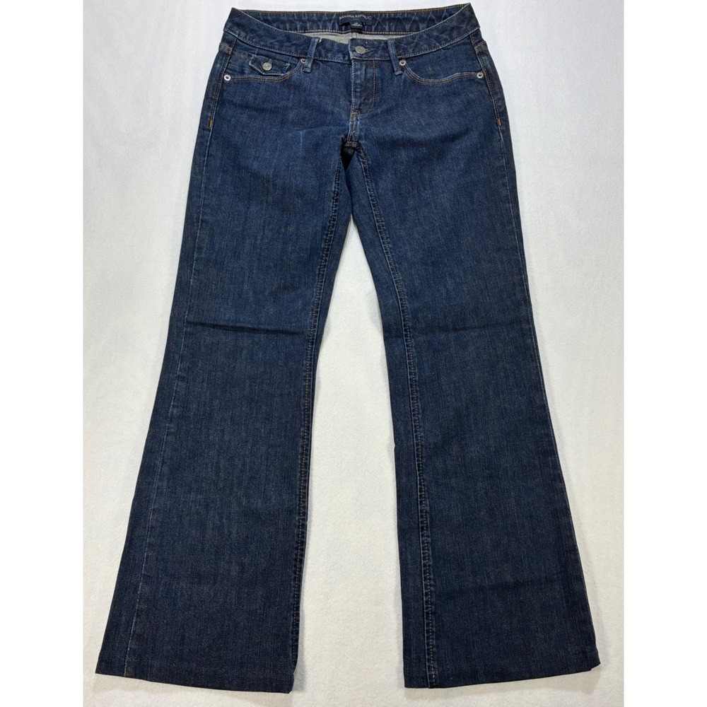 Y2K Women Jeans Banana Republic 2R Dark Blue Cotton Stretch Bootcut Indie Sleaze